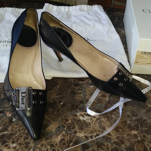 Christian Dior Shoes Black Leather Pumps heels 8